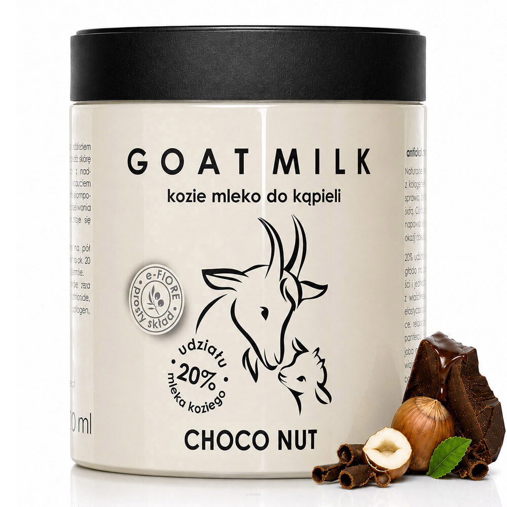 Kozie mleko do kąpieli z kolagenem, pantenolem, olejkiem jojoba CHOCO & NUT 400g